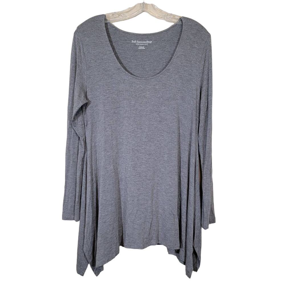 Soft Surroundings Women's Tunic Top Stretch Soft Comfortable Gray Medium Petite